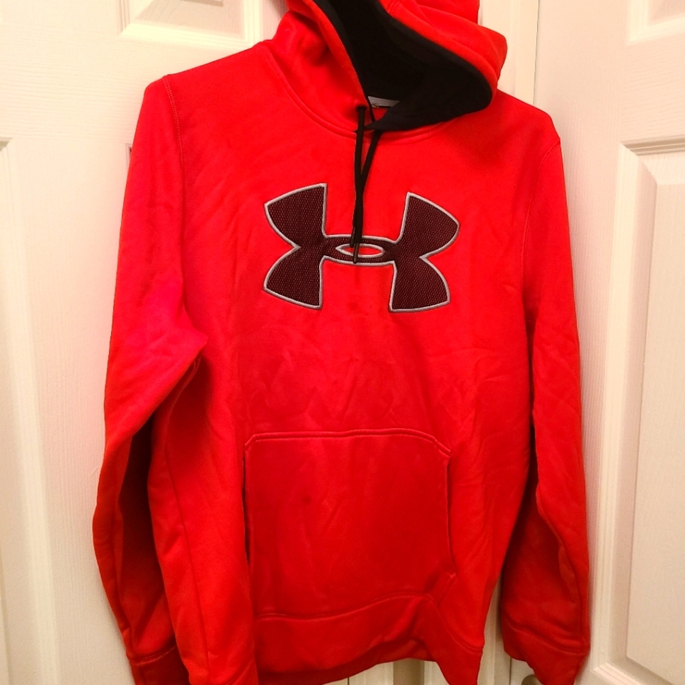 Mens Armour fleece big logo hoody red sweats